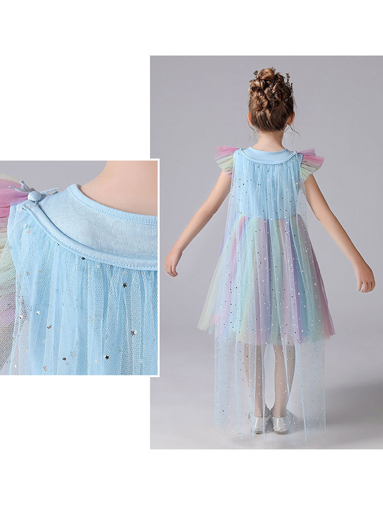 Pink Jewel Neck Short Sleeves Kids Social Party Dresses Princess Dress-showprettydress