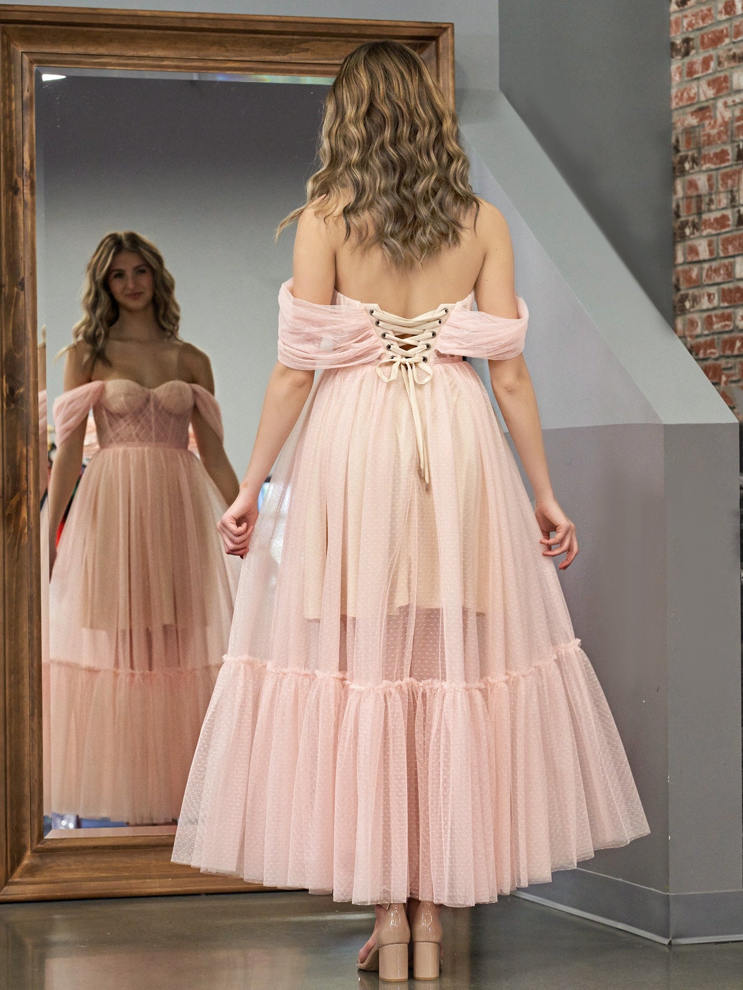 Roycebridal Nova | A-Line Rose Pink Tulle Sweetheart Tea-Length Prom Dress