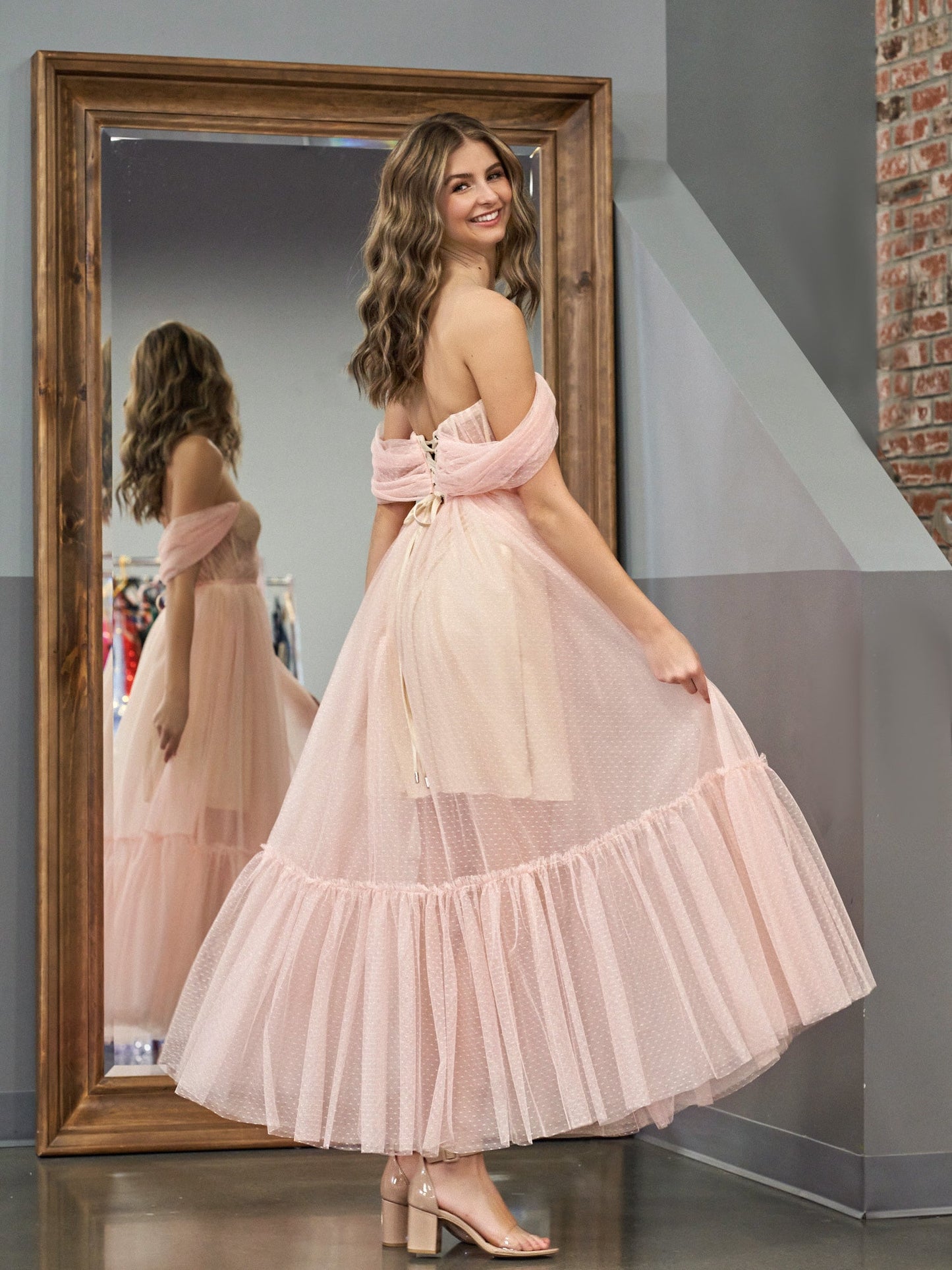 Roycebridal Nova | A-Line Rose Pink Tulle Sweetheart Tea-Length Prom Dress