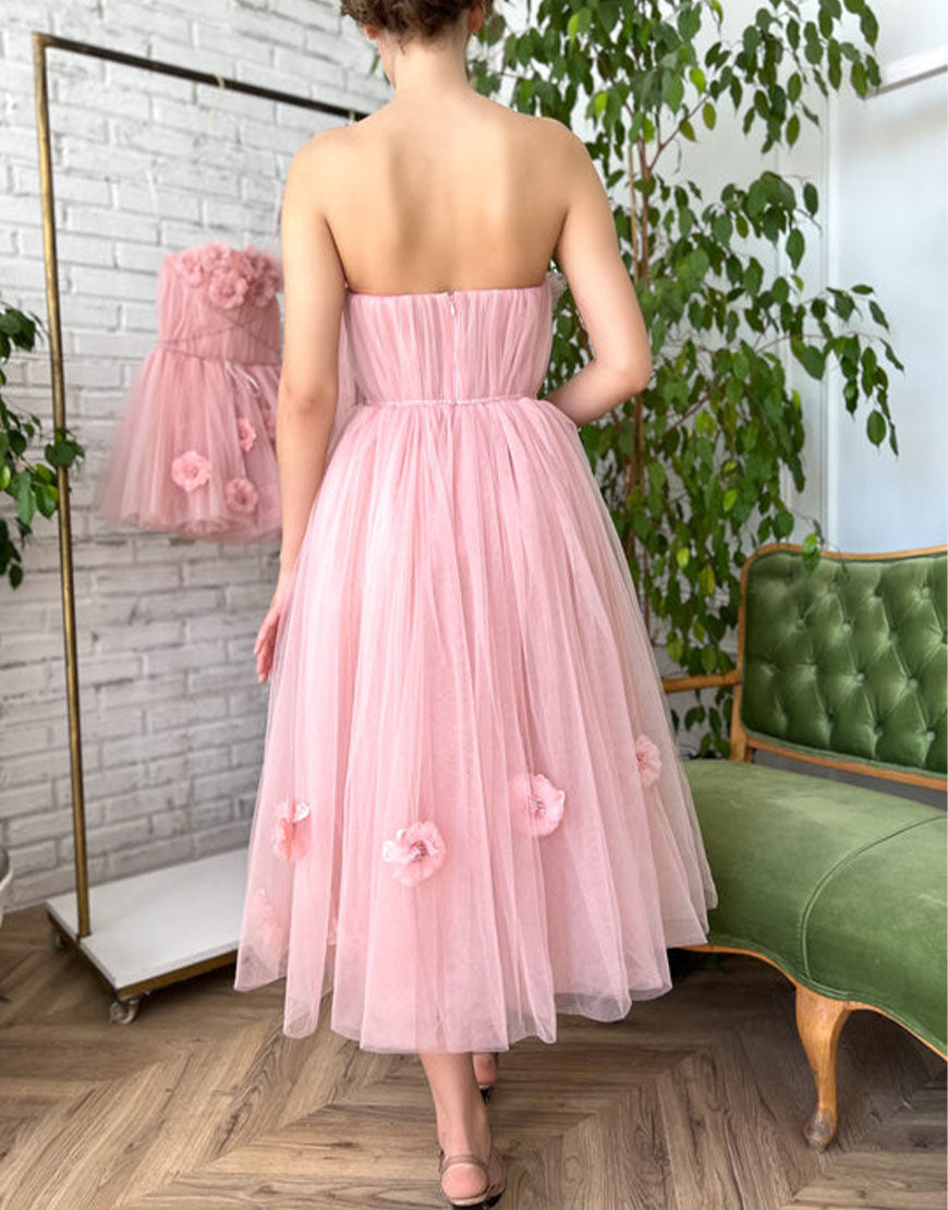 Roycebridal Pandora |Princess Strapless Light Pink Prom Dress with Flowers