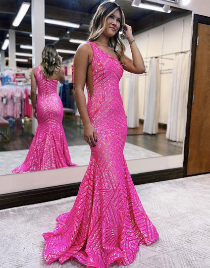 Roycebridal Yaretzi |Mermaid Unique One Shoulder Sequins Prom Dress