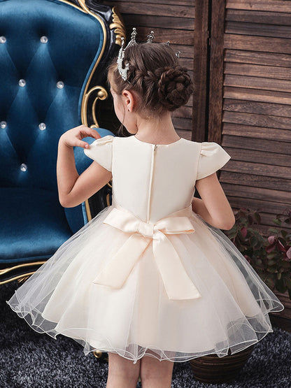 Pretty V Neck Short Sleeves Flowers Kids Party flower girl dresses-showprettydress