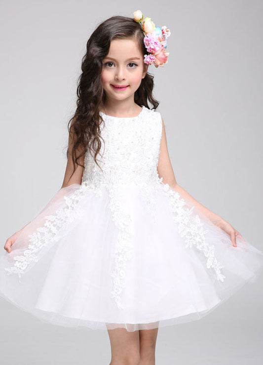 Princess flower girl dress Lace Tulle Short Beading Toddler'S Pageant Dress-showprettydress