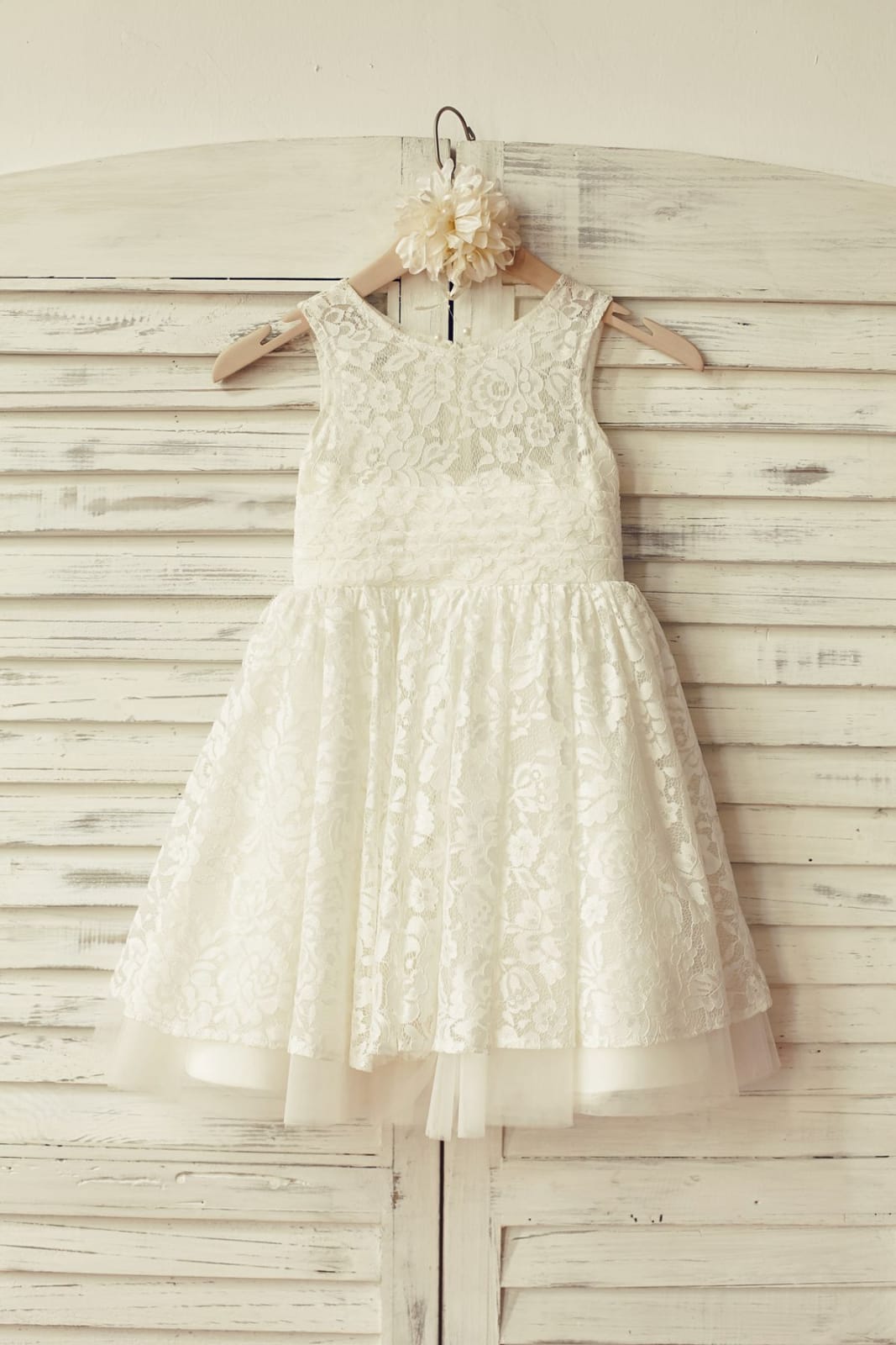 Ivory Lace Tulle Flower Girl Dress