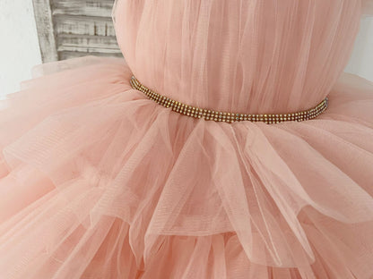 Blush Pink Cupcake Tulle Wedding Flower Girl Dress Kids 