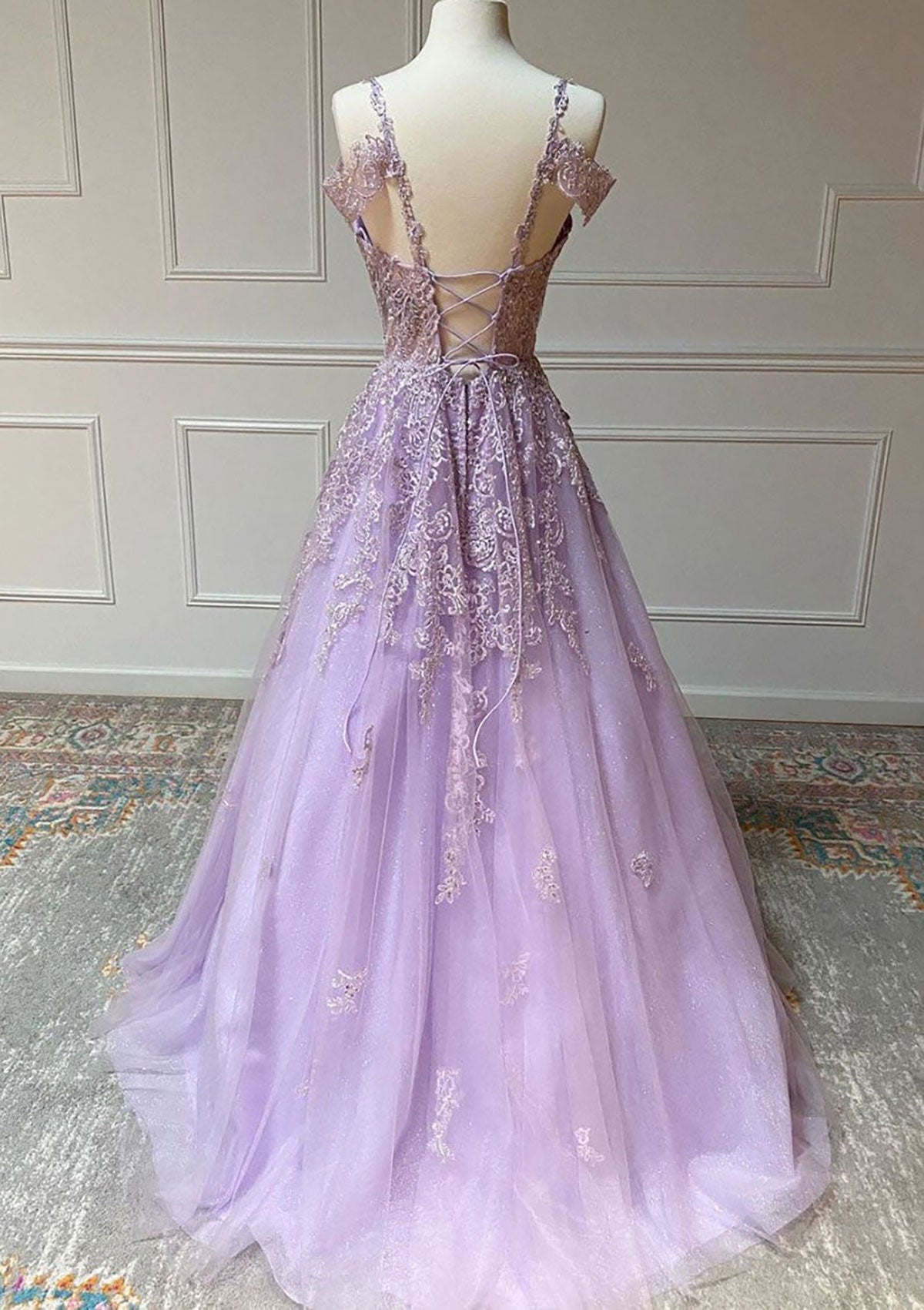 Roycebridal Aliana | Princess Spaghetti Straps Floor-Length Tulle Prom Dress With Beading Appliqued