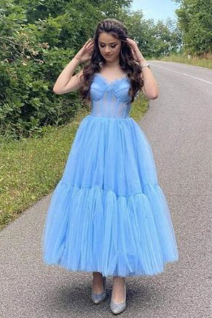 Roycebridal Princess Light Sky Blue Tulle Long Prom Dress