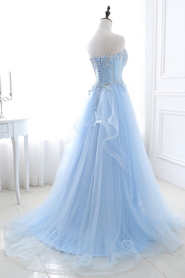 Roycebridal Bailee | Light Blue Beaded Long Prom Dress