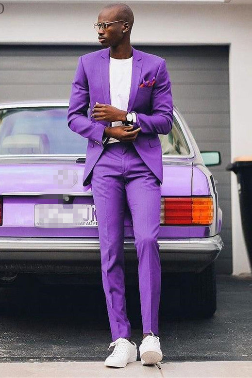 Purple Bespoke Notched Lapel Prom Suits-showprettydress