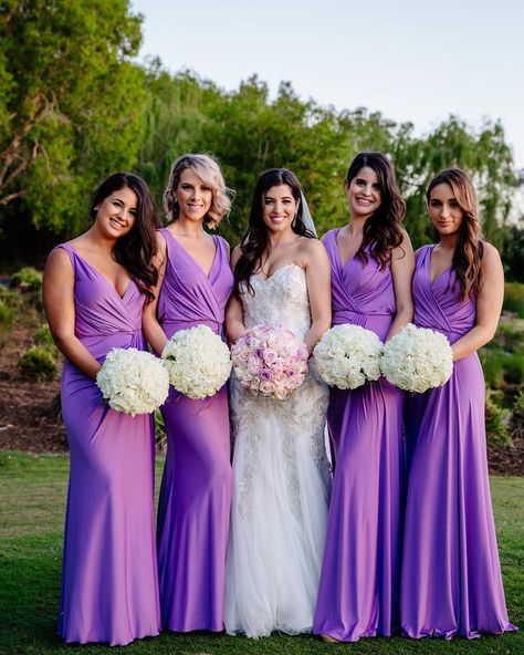 Roycebridal Sheath V Neck Chiffon Sleeveless Purple Bridesmaid Dresses