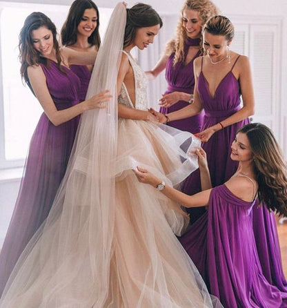 Roycebridal Sexy Mermaid Multiway Purple Bridesmaid Dresses dresses