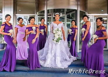 Roycebridal Multiway Purple Bridesmaid Dresses Mermaid African Cheap Long Wedding Party Dresses