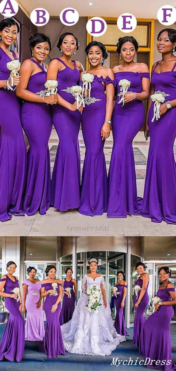 Roycebridal Multiway Purple Bridesmaid Dresses Mermaid African Cheap Long Wedding Party Dresses