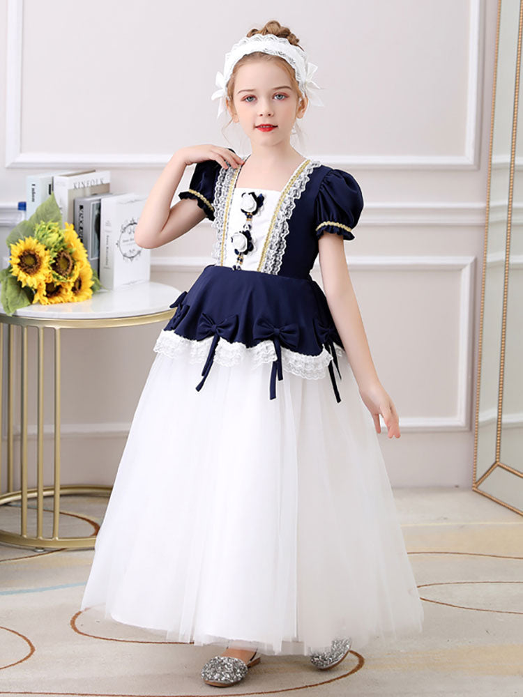 Red Jewel Neck Polyester Short Sleeves Short A-Line Embroidered Formal Kids Pageant flower girl dresses-showprettydress