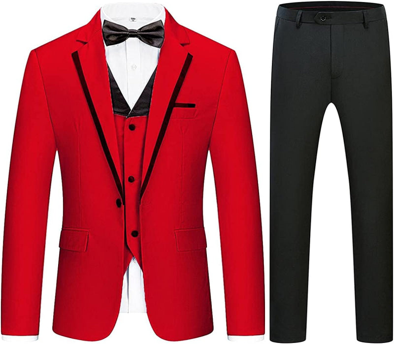 Gaie Chic Red Notched Lapel Three Pieces Men Suits For Prom