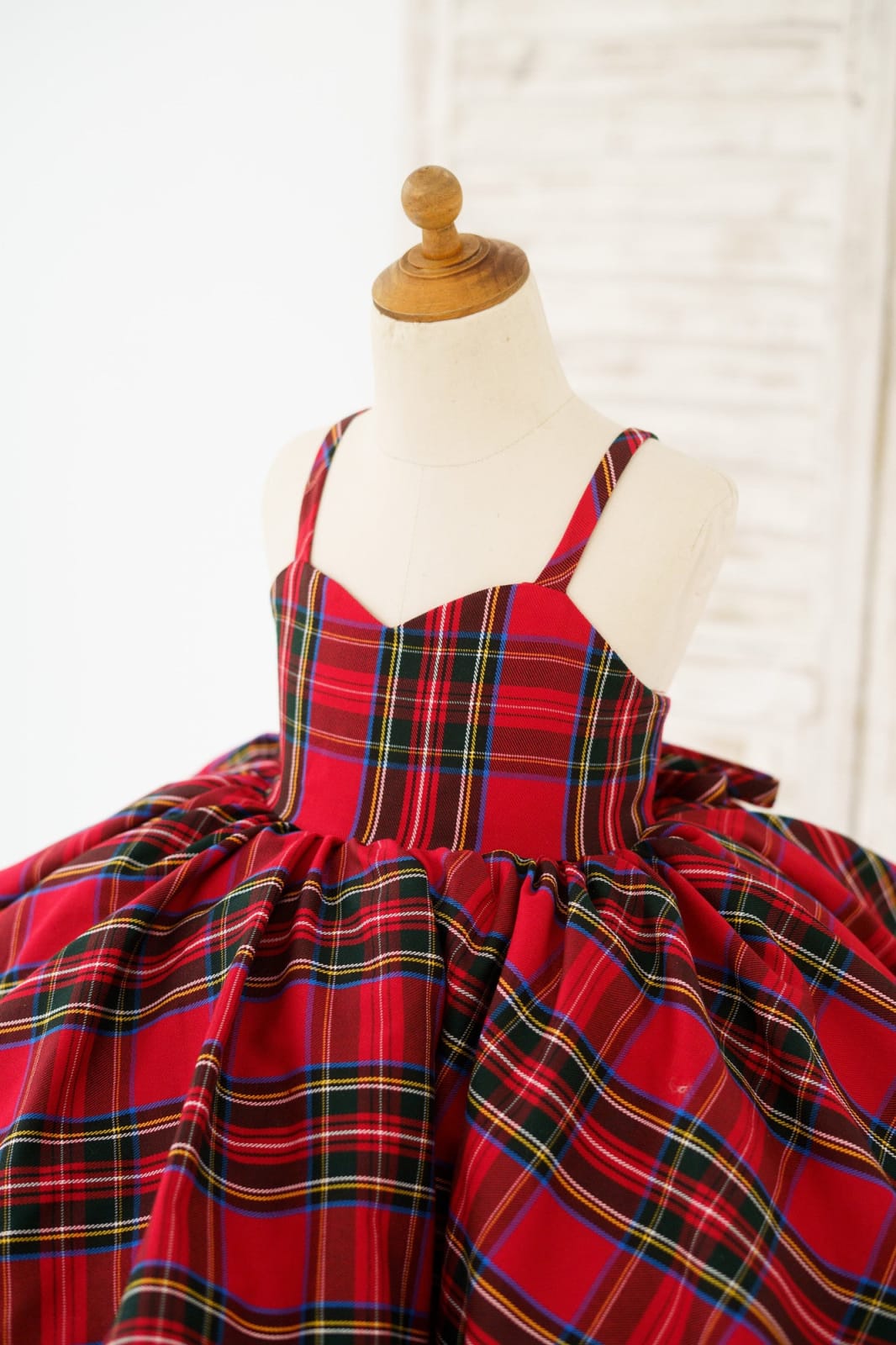 Red Tartan Wedding Flower Girl Dress Kids Party Dress 