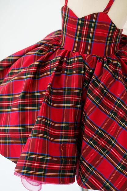 Red Tartan Wedding Flower Girl Dress Kids Party Dress 