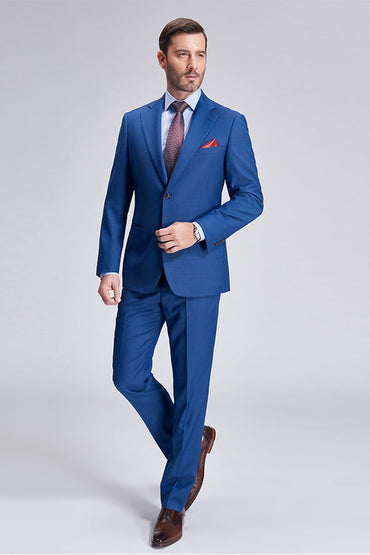 Romantic Plaid Royal Blue Mens Suits for Business-showprettydress