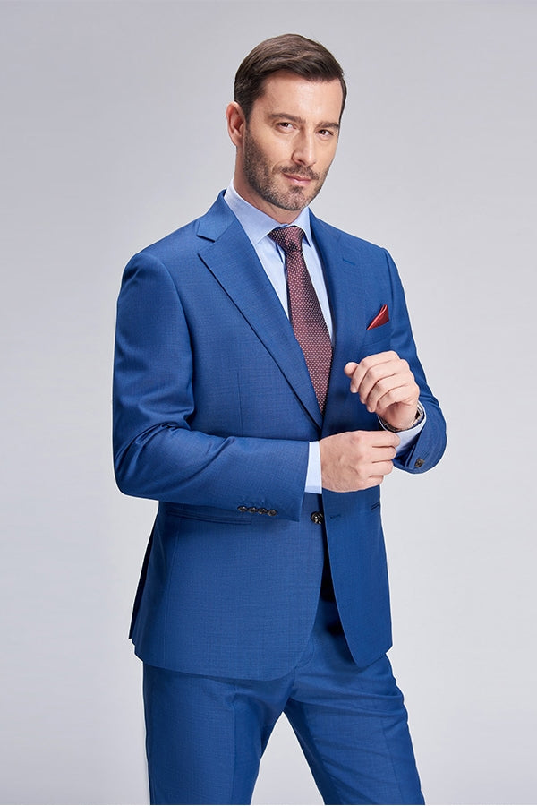 Romantic Plaid Royal Blue Mens Suits for Business-showprettydress