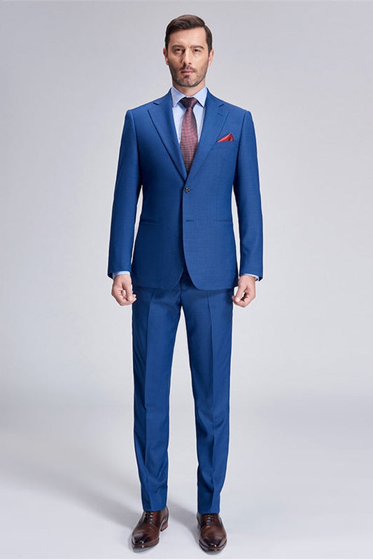 Romantic Plaid Royal Blue Mens Suits for Business-showprettydress