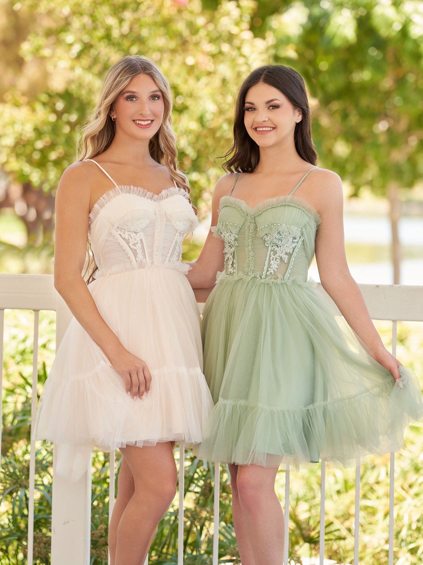 Roycebridal Rosa | Spaghetti Straps Tulle Lace Appliques  Short Prom Dresses With Bow