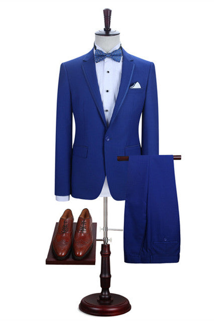 Royal Blue One Button Notched Lapel Men Suits for Prom-showprettydress