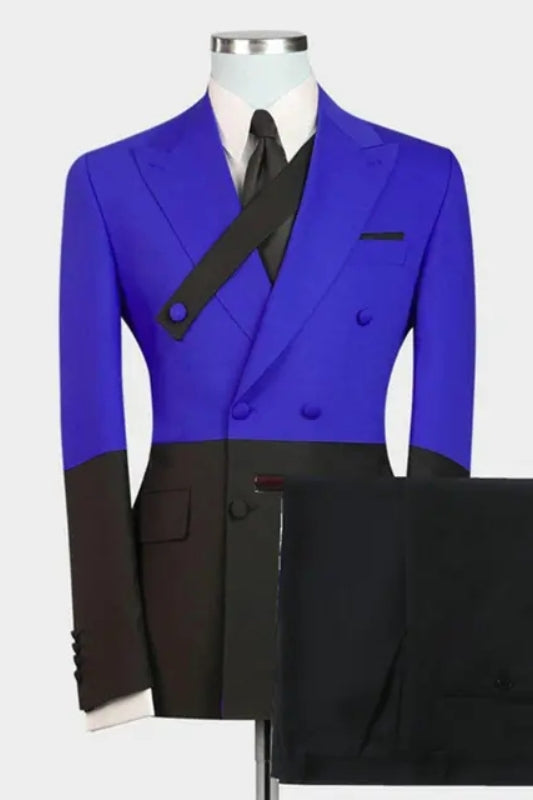 Angelo Royal Blue Peaked Lapel Double Breasted New Arrival Prom Suits