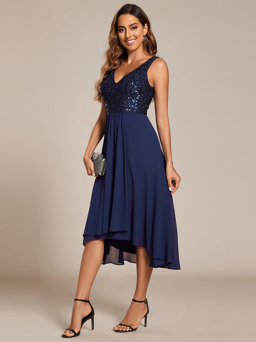 Samanda sequin/chiffon midi guest or mother of the bride dress - Bay Bridal and Ball Gowns