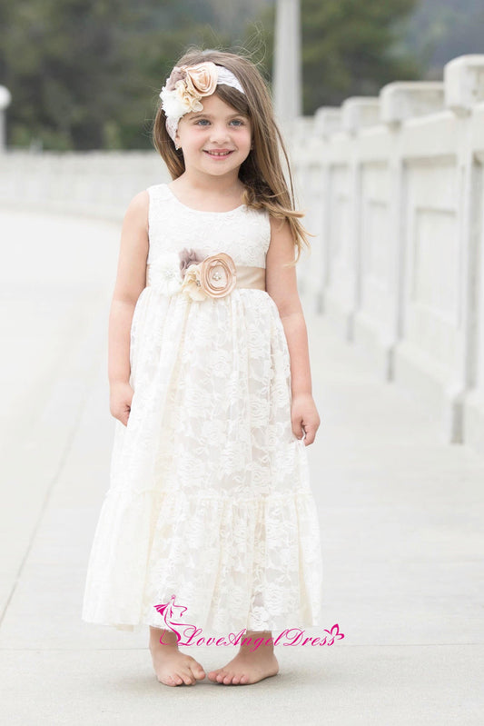 scoop-neck-ankle-length-ivory-lace-baby-girl-dresses-with-flower-belt