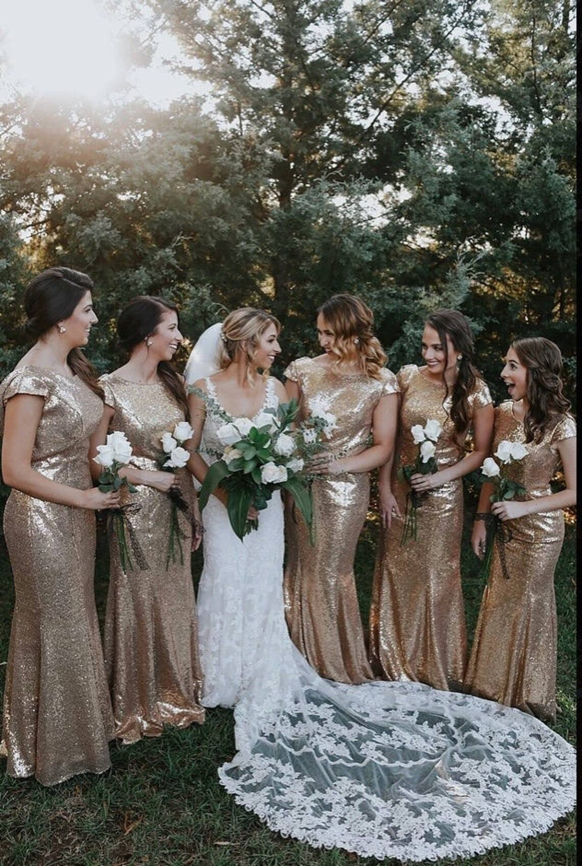 Simple Round Neck Mermaid Sequin Bridesmaid Dresses Sexy Party Dresses