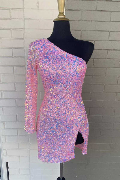 Gwendolyn |Bodycon One-Shoulder Sequins Homecoming Dress