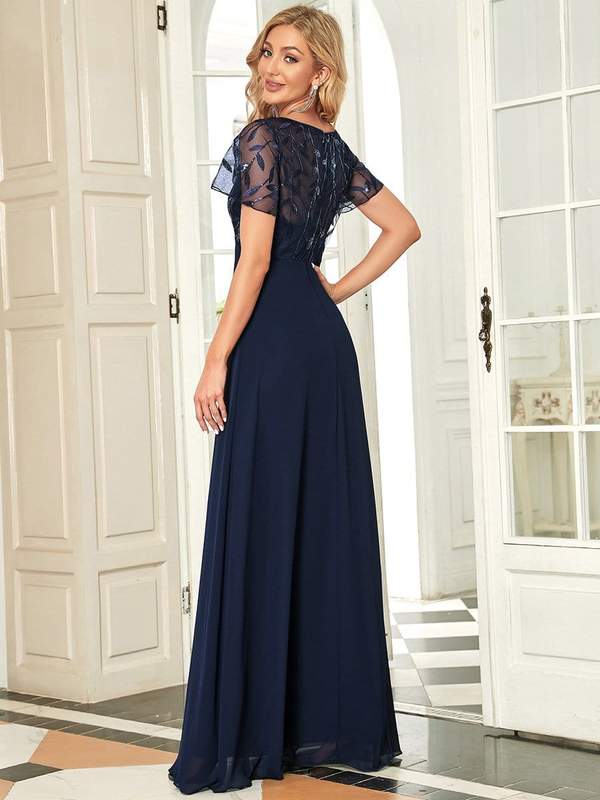 Shannon chiffon mother of the groom dress in navy Express NZ wide - Bay Bridal and Ball Gowns