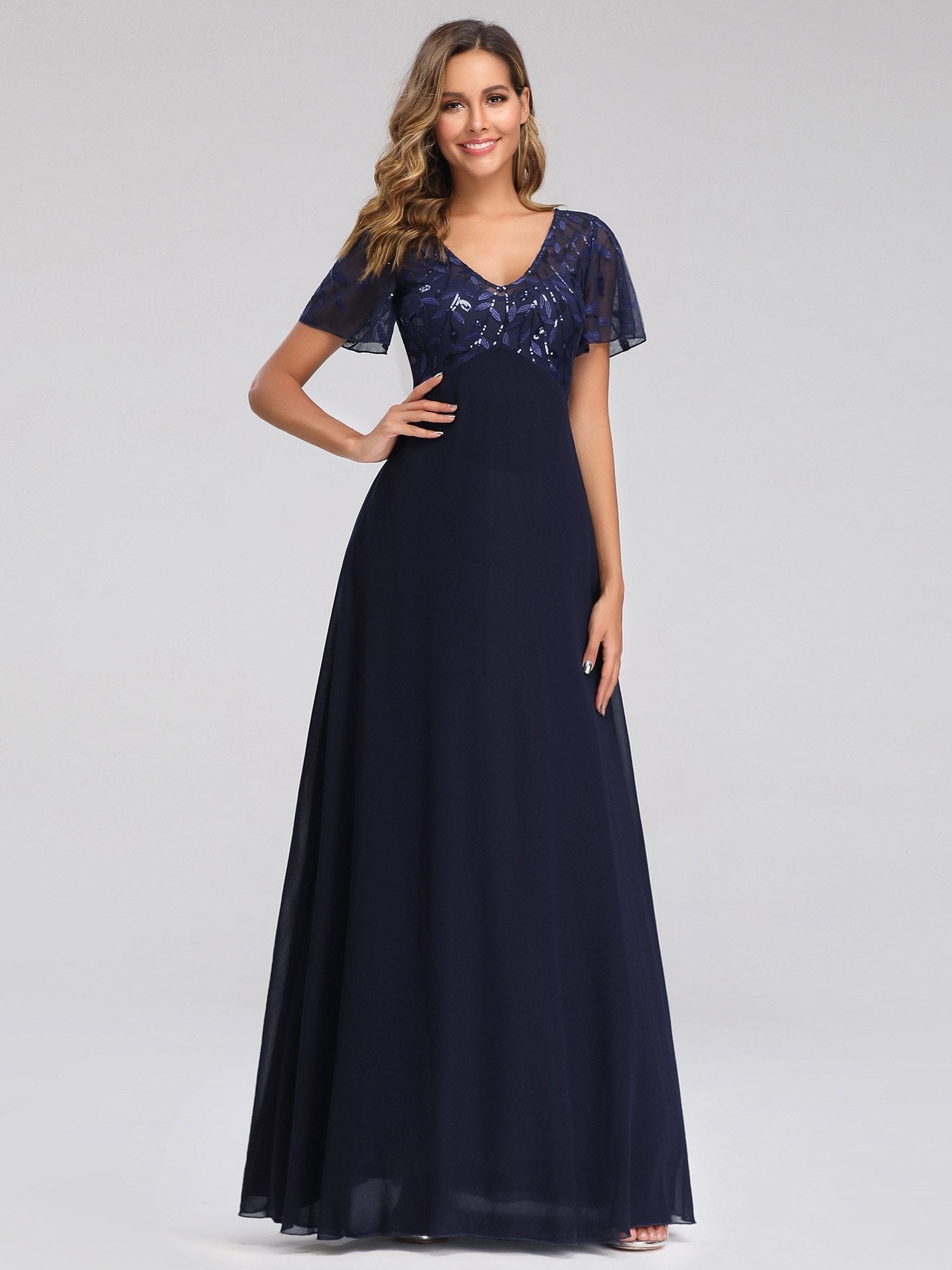 Shannon chiffon mother of the groom dress in navy Express NZ wide - Bay Bridal and Ball Gowns