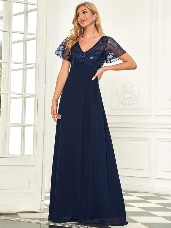 Shannon chiffon mother of the groom dress in navy Express NZ wide - Bay Bridal and Ball Gowns