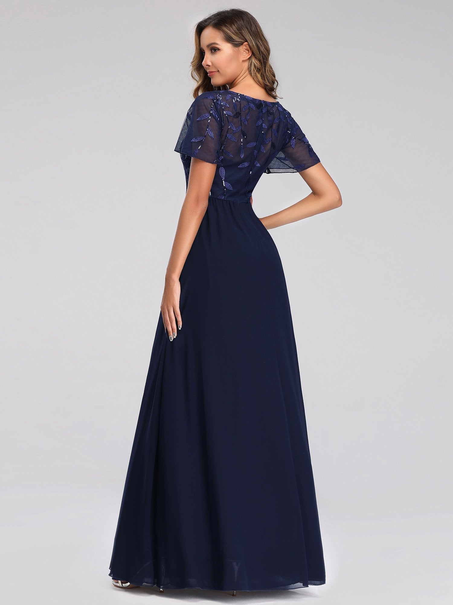 Shannon chiffon mother of the groom dress in navy Express NZ wide - Bay Bridal and Ball Gowns