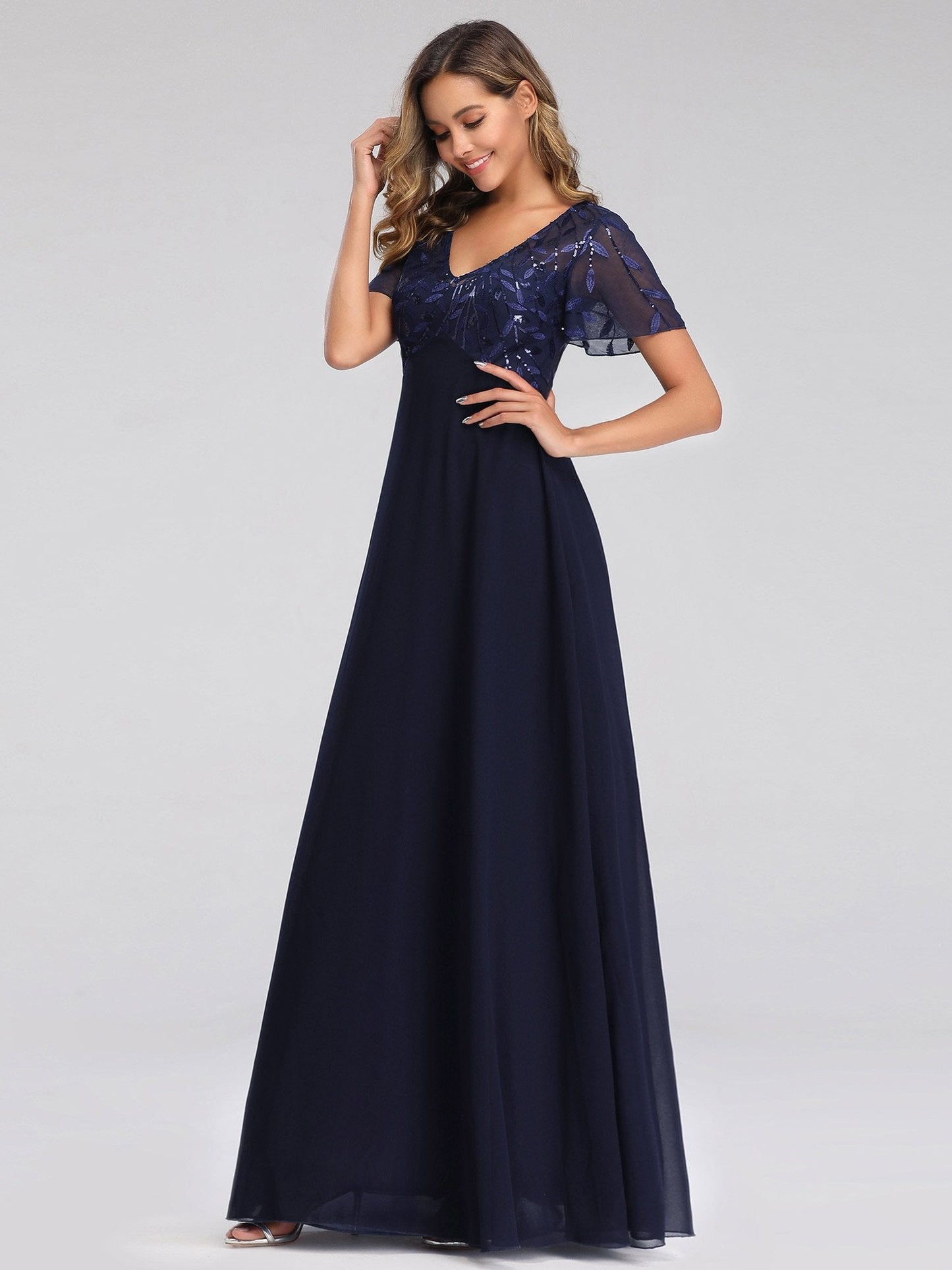 Shannon chiffon mother of the groom dress in navy Express NZ wide - Bay Bridal and Ball Gowns