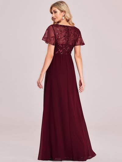 Shannon sequin leaf patterned chiffon mother of the groom dress - Bay Bridal and Ball Gowns