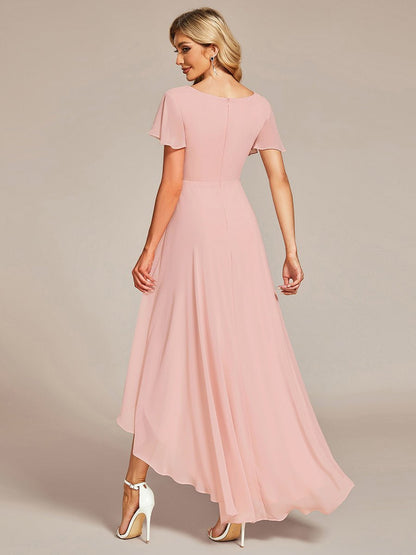 Sharn mother of the bride high low gown with sleeve - Bay Bridal and Ball Gowns