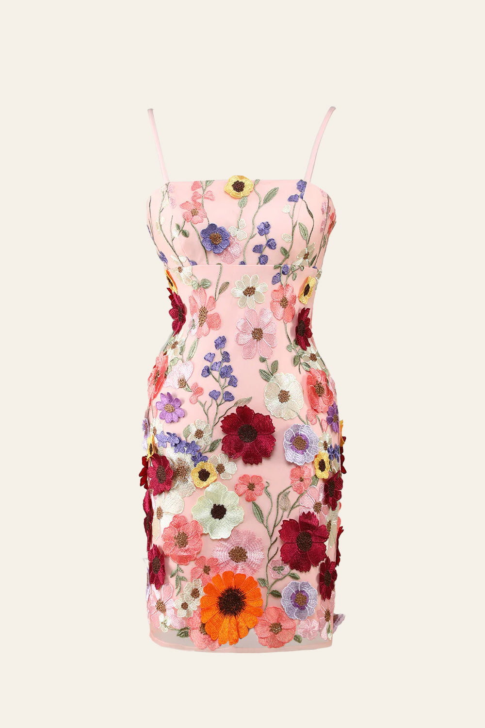 Nyssa |Sheath Spaghetti Straps 3D Flower Homecoming Dress