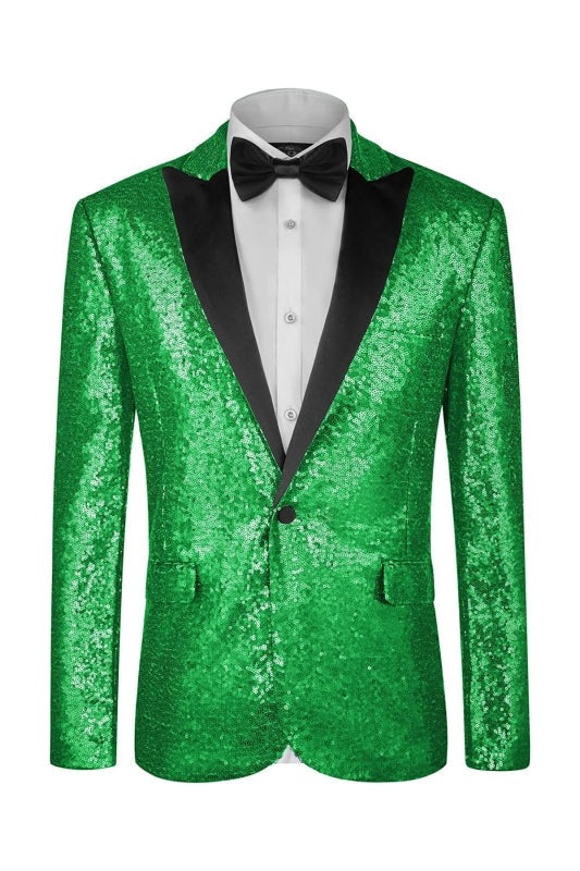 Egbert Fashion Green Sequins Two Pieces Men Suits For Prom