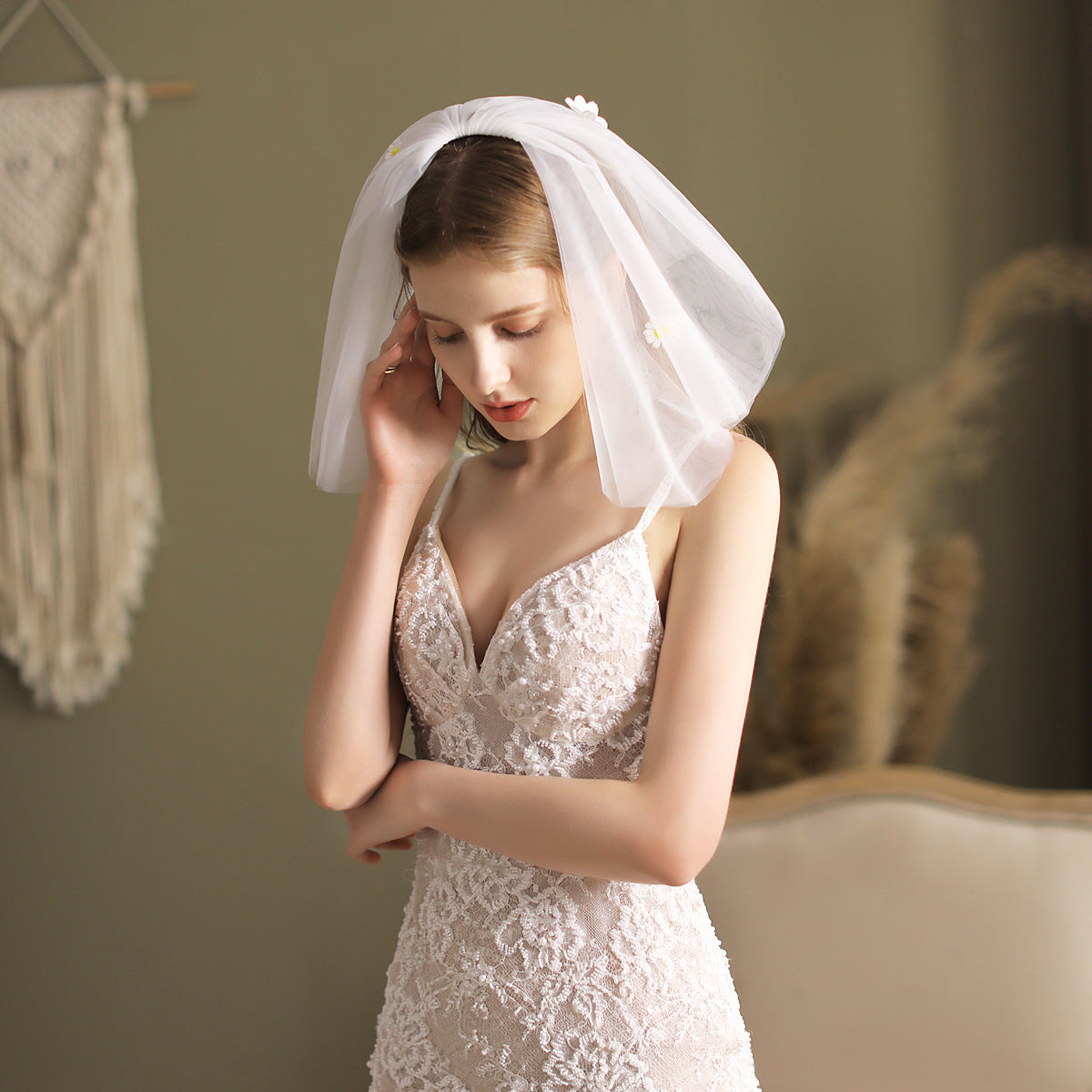 Short Blusher Veil-Accessories-Viniodress-Ivory-Viniodress