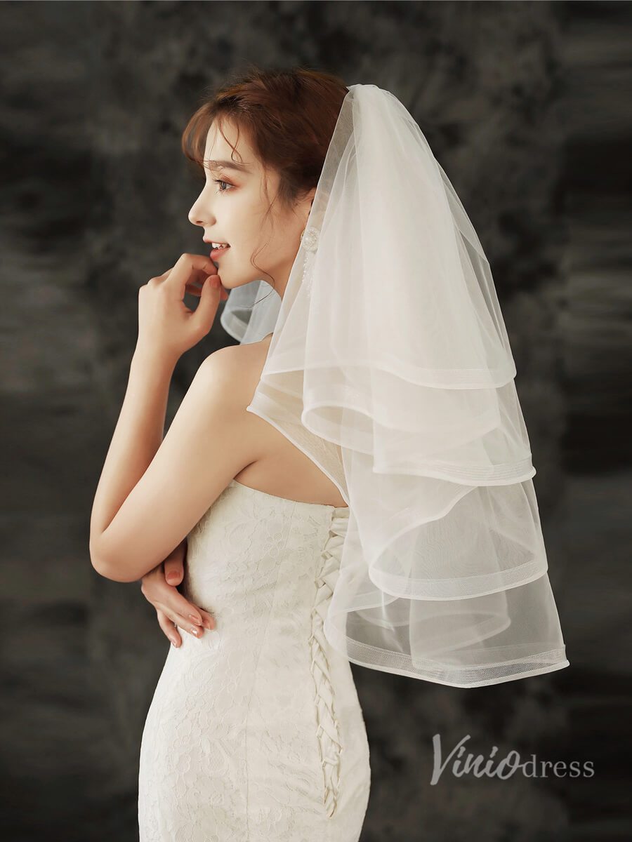 Short Ruffled Tulle Veil Viniodress TS1920-Veils-Viniodress-Viniodress