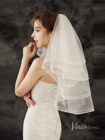 Short Ruffled Tulle Veil Viniodress TS1920-Veils-Viniodress-Viniodress