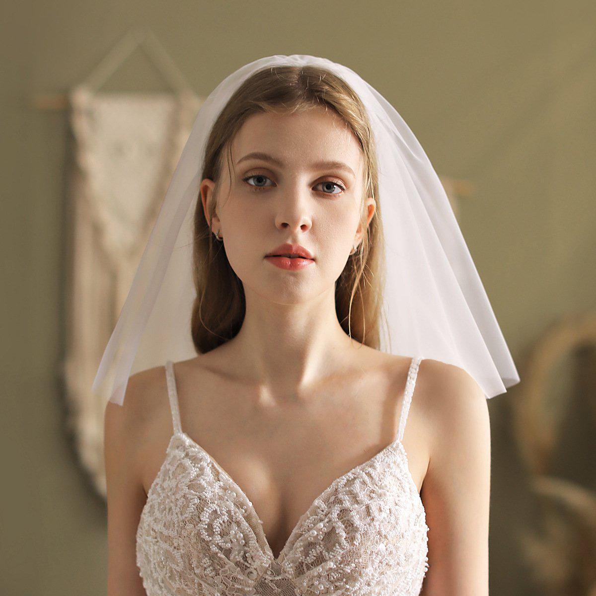 Shoulder Length Bridal Veil-Accessories-Viniodress-Viniodress