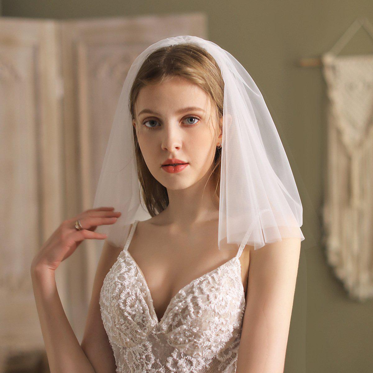 Shoulder Length Bridal Veil-Accessories-Viniodress-Viniodress