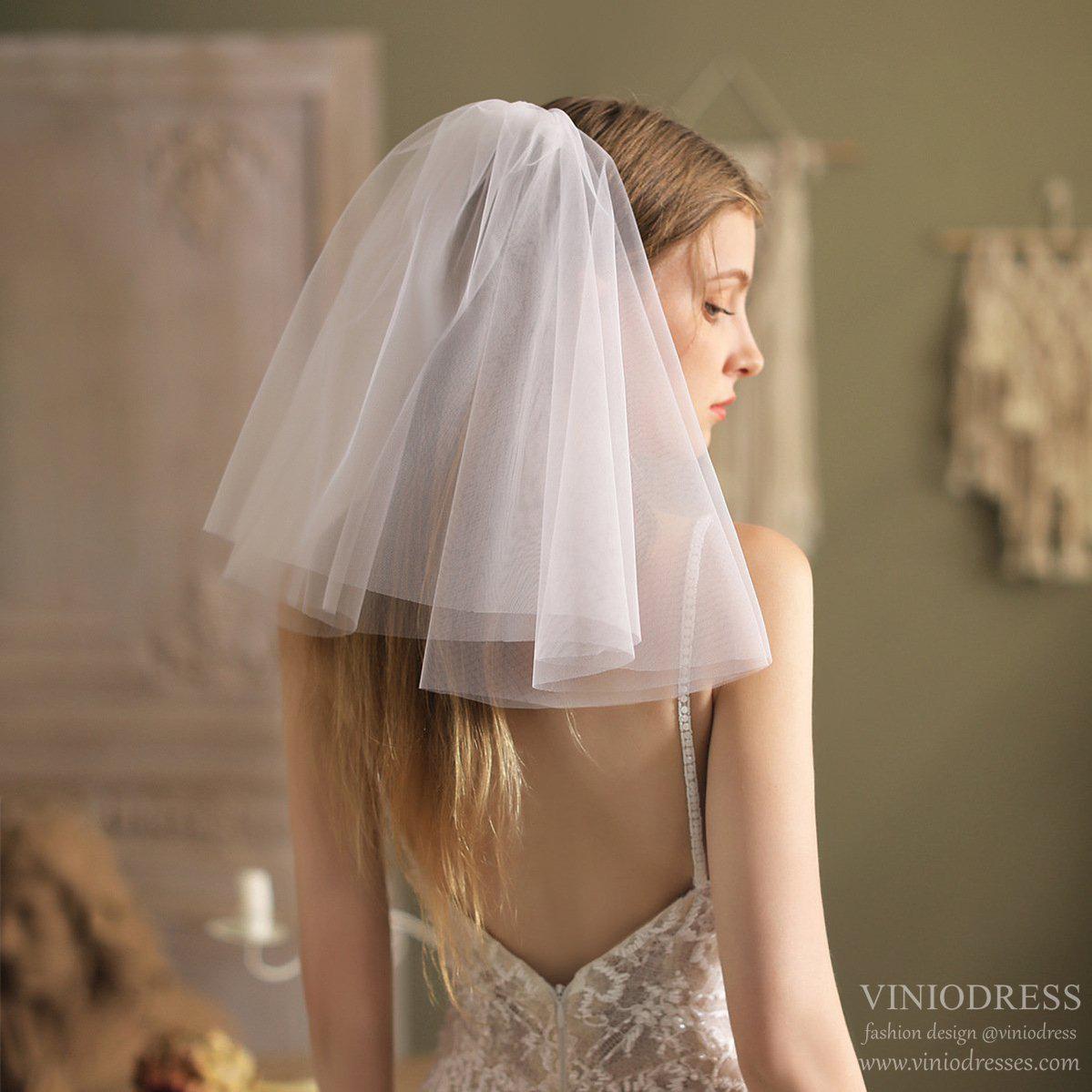 Shoulder Length Bridal Veil-Accessories-Viniodress-Ivory-Viniodress