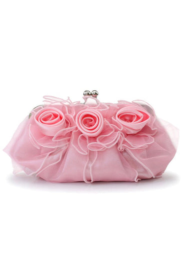 Silk Chain Clutches With Flower