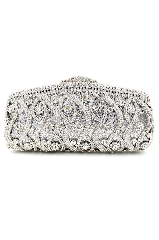 Roycebridal Silver Rhinestones Chain Square Party Handbag