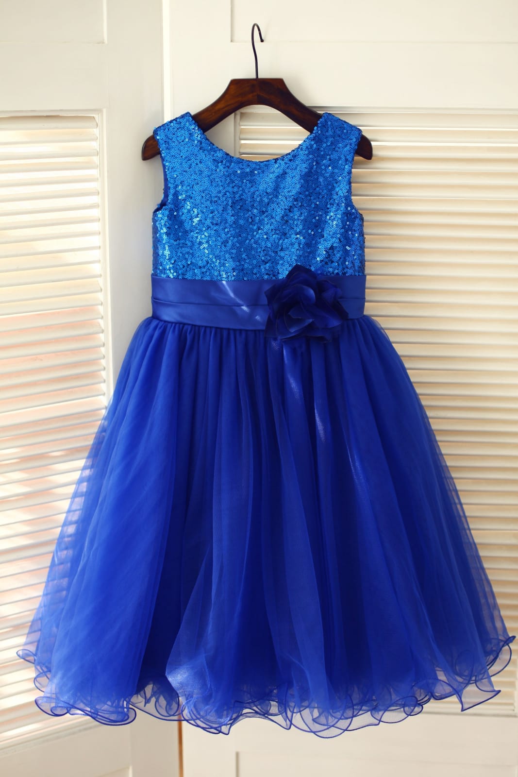 Silver Sequin Gray Tulle Flower Girl Dress - 2T / Royal Blue