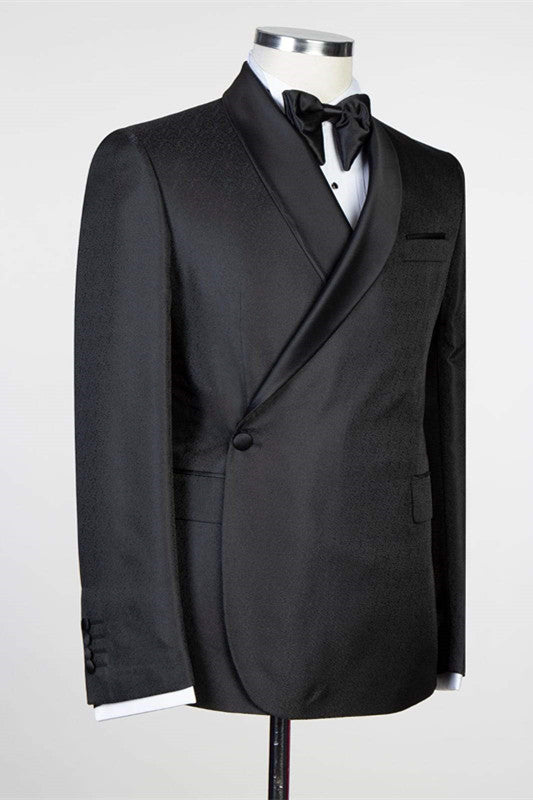 Simple Black Fashion Shawl Lapel Men Suits for Wedding-showprettydress